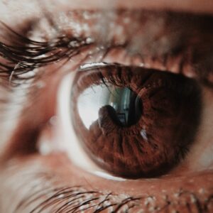 Close up photo of brown eye